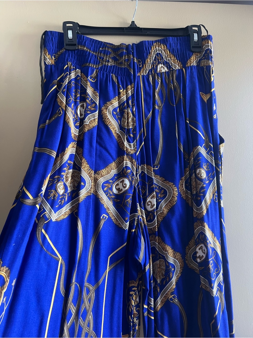 Cropped Wide Leg Printed Culotte Pants in Royal Blue - Picture 8 of 10